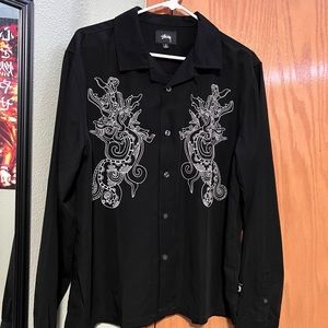 Stüssy Embroidered Dragon Long Sleeved Shirt